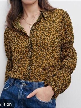Zara Apotheosis of Homer semi sheer long sleeve top size small